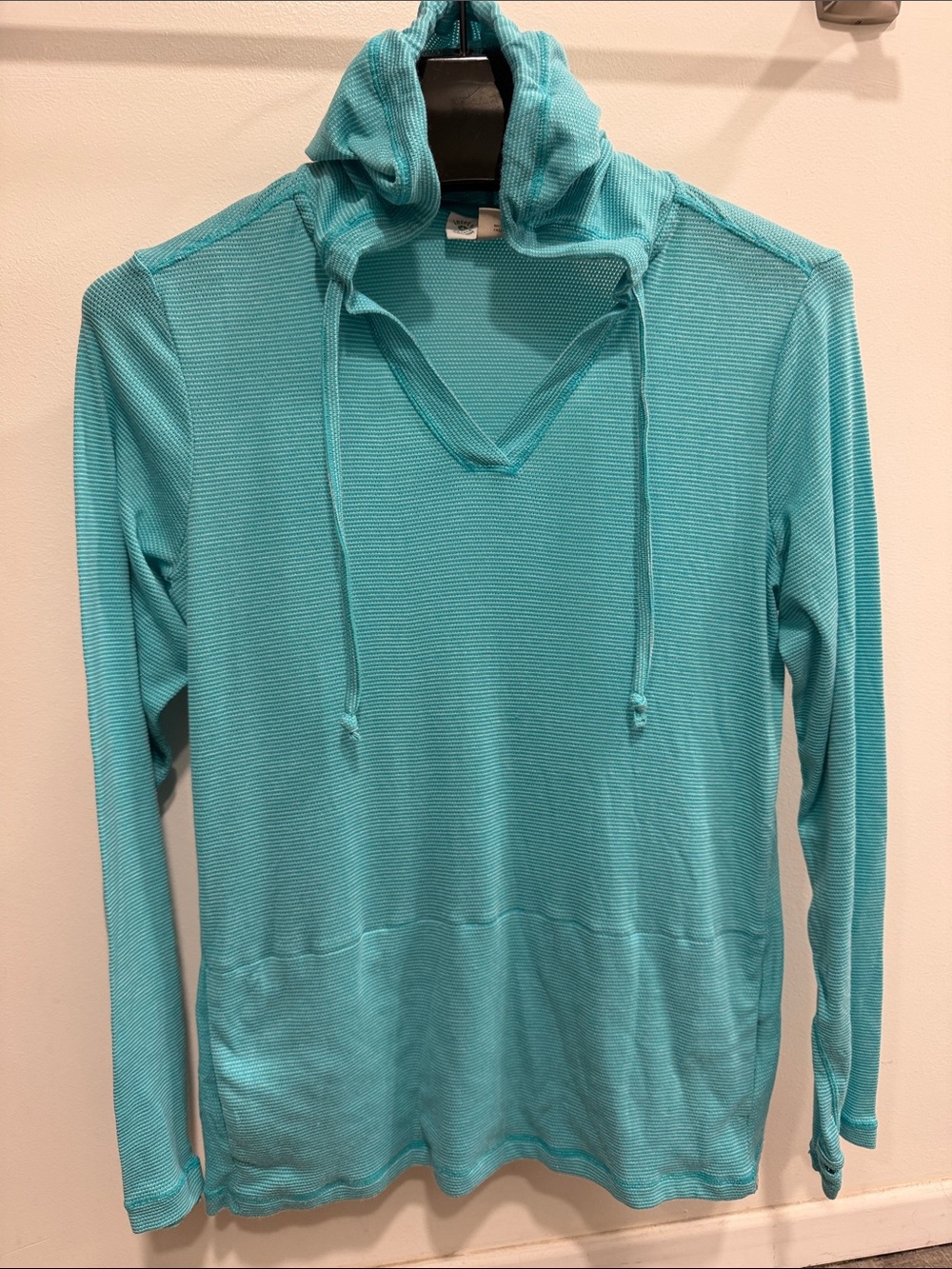 Exofficio Teal V-Neck Hooded Pullover Sweater